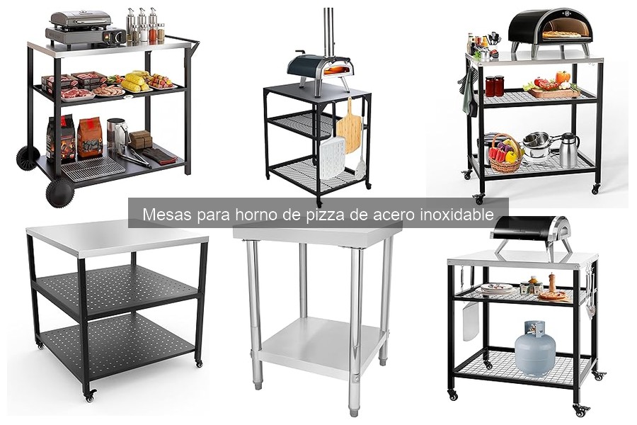 Instalación de mesas para horno de pizza de acero inoxidable