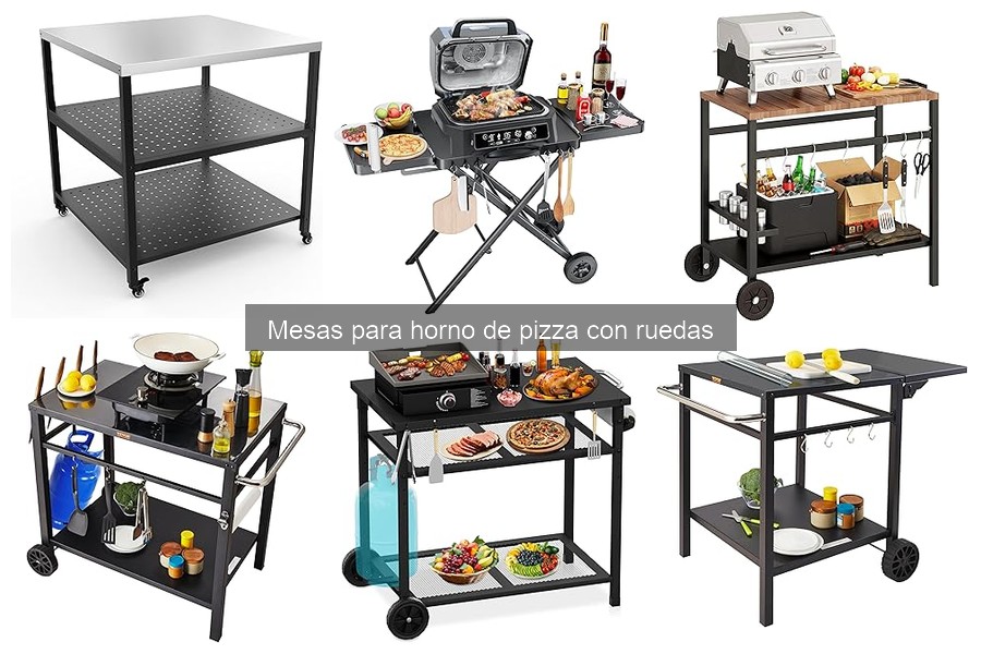 Uso y montaje de mesas para horno de pizza con ruedas